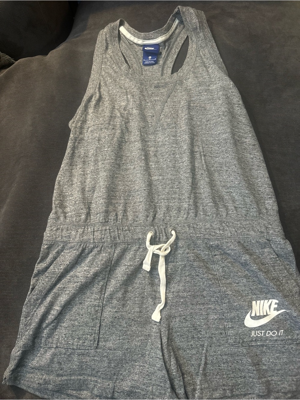 Nike Womens' Grey Racerback One-Piece Romper - Grey